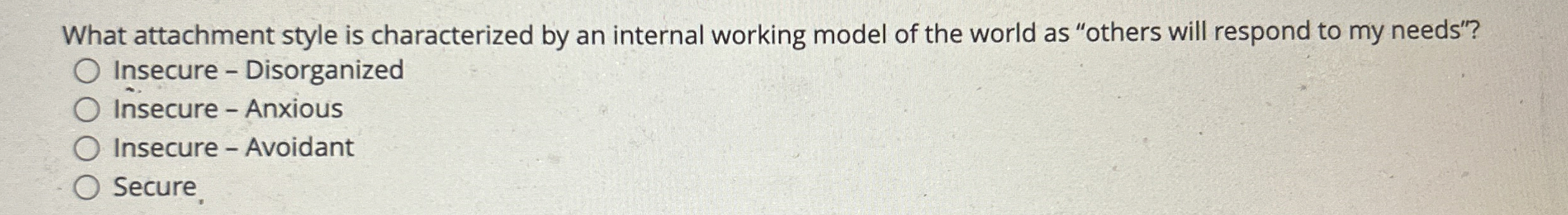 Solved What attachment style is characterized by an internal | Chegg.com