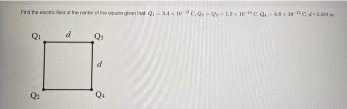 Solved Find the electric field at the center of the square | Chegg.com
