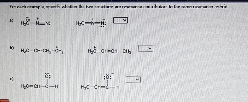 Solved For each example, specify whether the two structures | Chegg.com