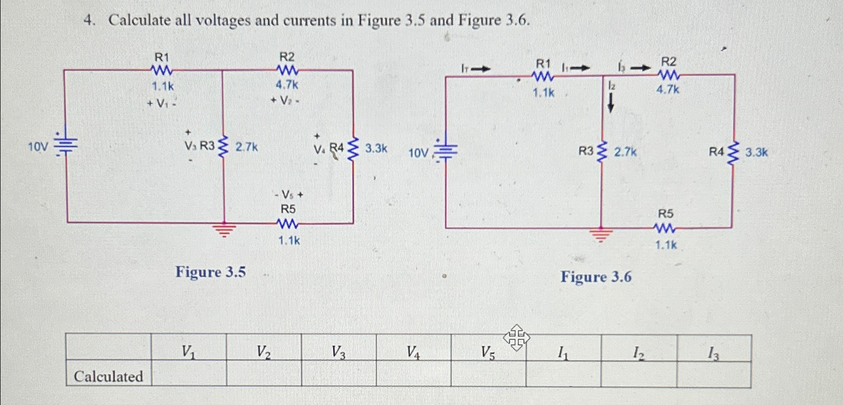 Solved Calculate all voltages and currents in Figure 3.5 | Chegg.com