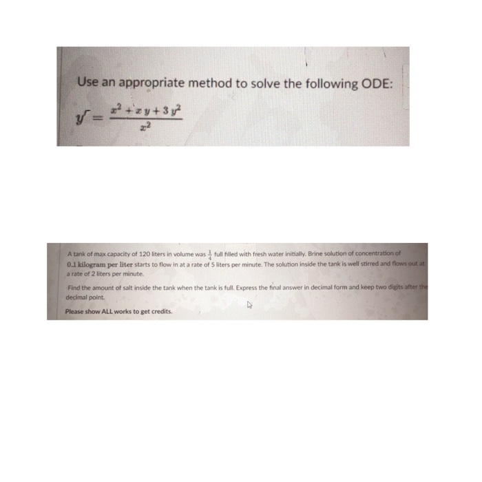 Solved Use an appropriate method to solve the following ODE: | Chegg.com