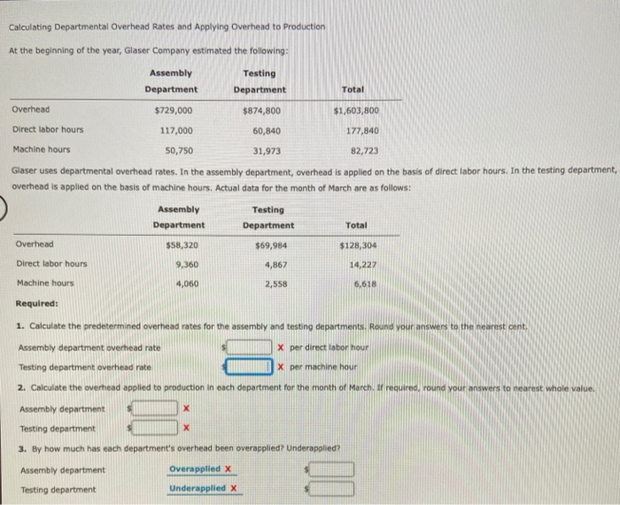 Solved Calculating Departmental Overhead Rates and Applying