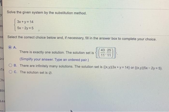 Solved Solve the given system by the substitution method. у | Chegg.com