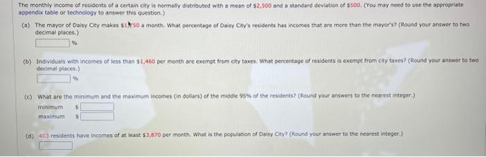 Solved The monthly Income of residents of a certain city is | Chegg.com