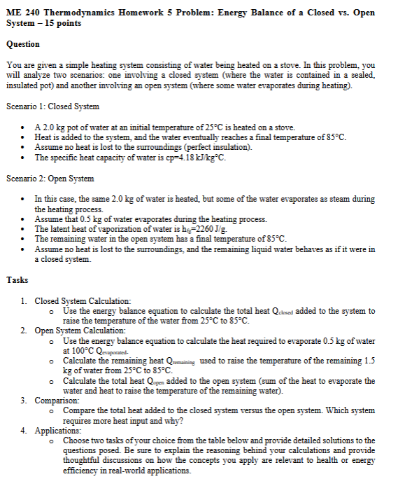 Thermodynamics Homework Problem Solved ME 240 Thermodynamics Homework 5 Problem: Energy | Chegg.com