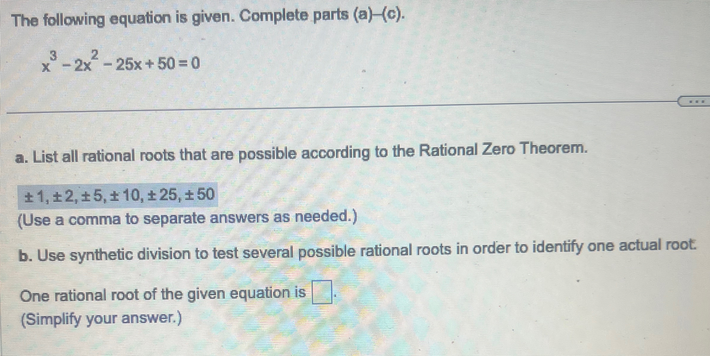 Solved The following equation is given. Complete parts | Chegg.com