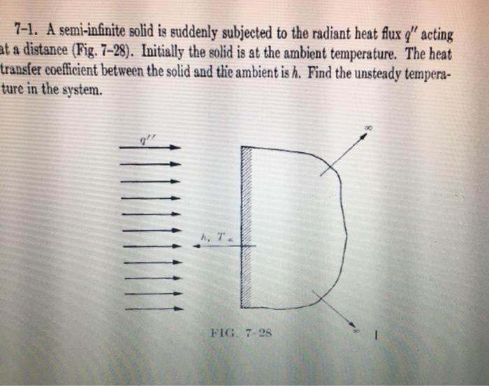 Solved 7-1. A semi-infinite solid is suddenly subjected to | Chegg.com