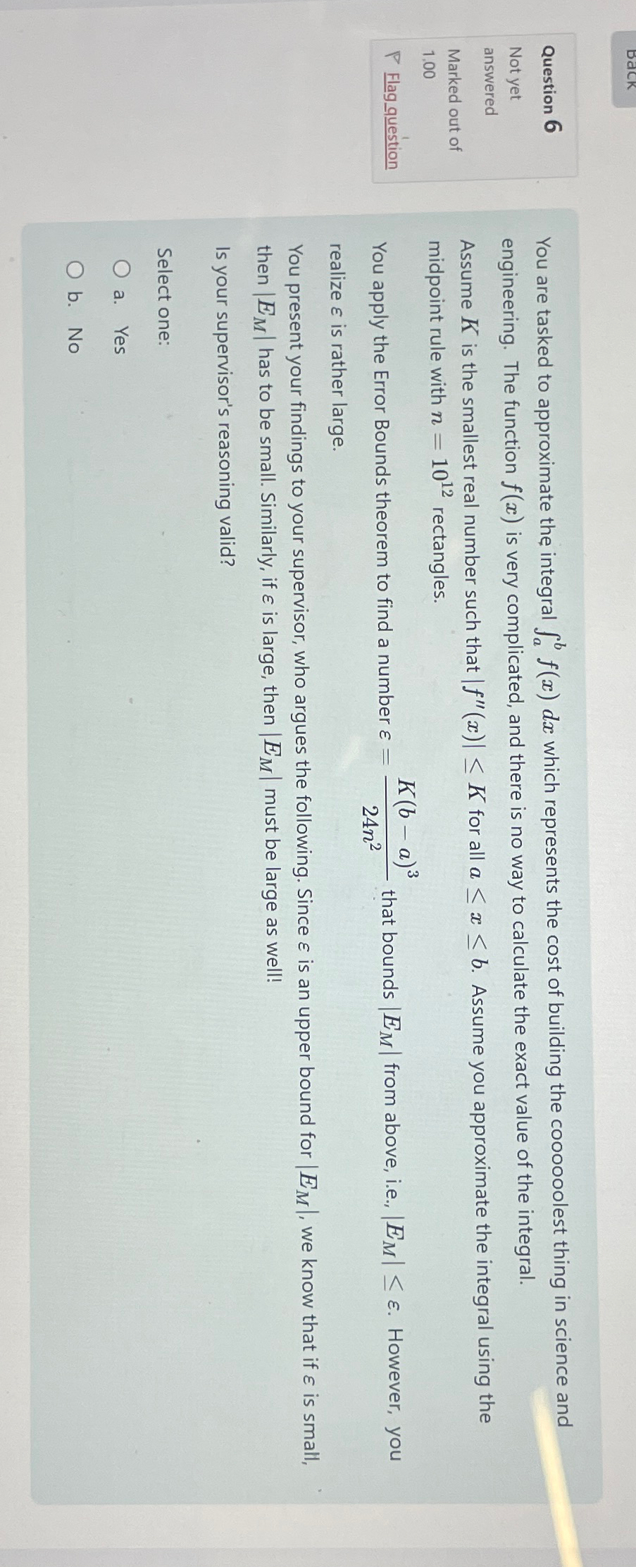 Solved Question 6Not yet answeredMarked out of | Chegg.com