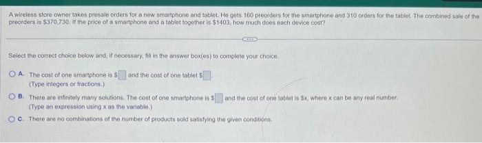 Solved A wireless store owner takes presale orders for a new | Chegg.com