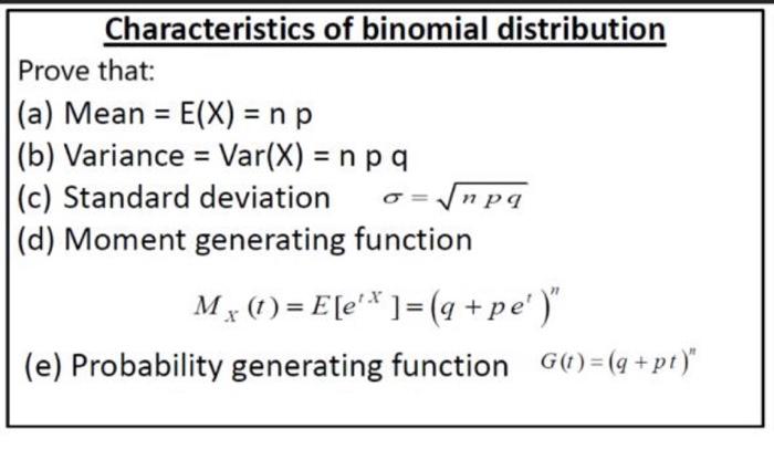 Solved Characteristics Of Binomial Distribution Prove Tha Chegg Com