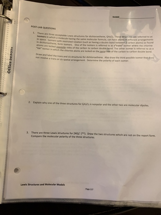 Solved Report for Lewis Structure and Molecular Models | Chegg.com