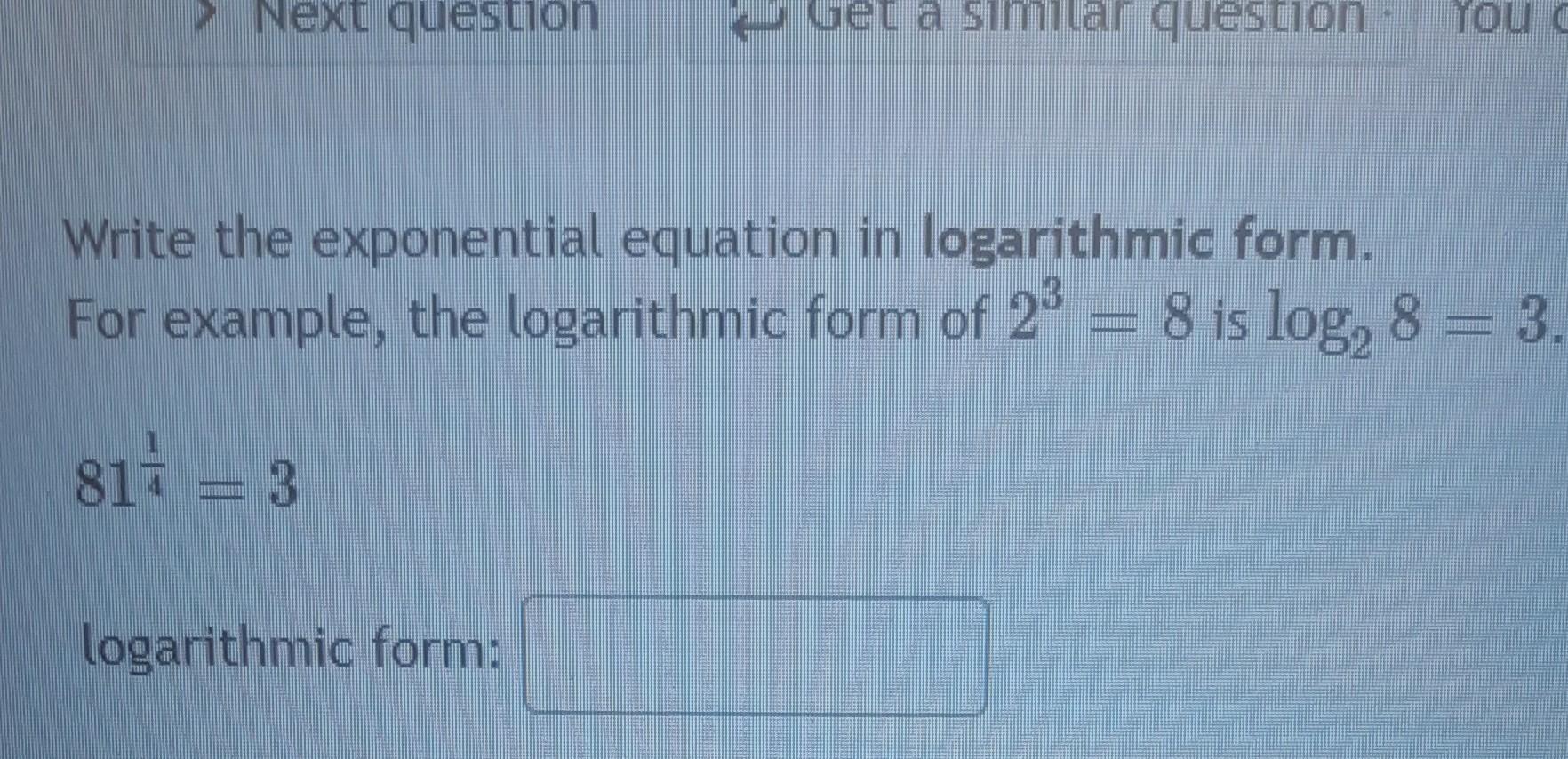 write logarithmic equation in exponential form calculator