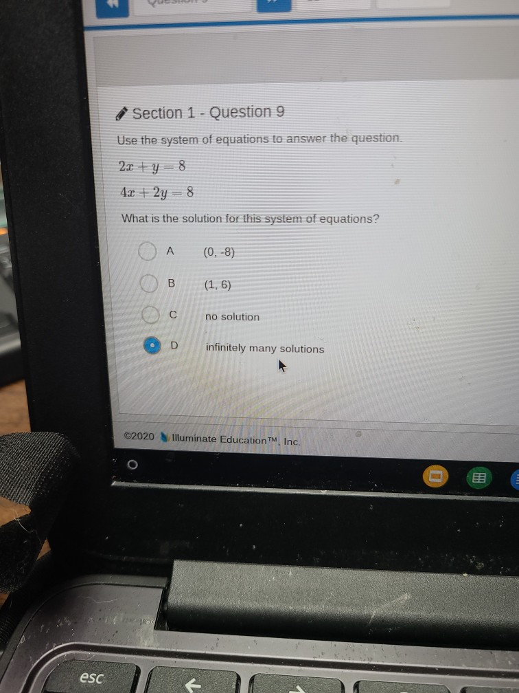 Solved Section 1 - Question 9 Use the system of equations to | Chegg.com