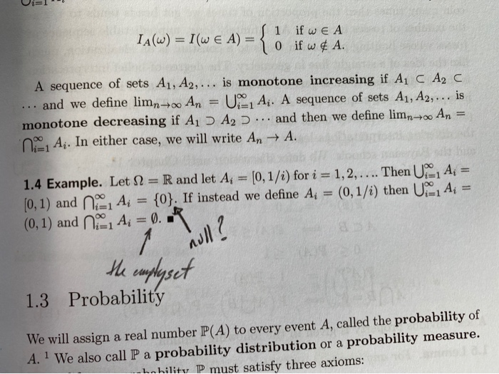 Solved IA(W) = I(we A) = { 1 if wEA 0 if w¢ A. A sequence of | Chegg.com