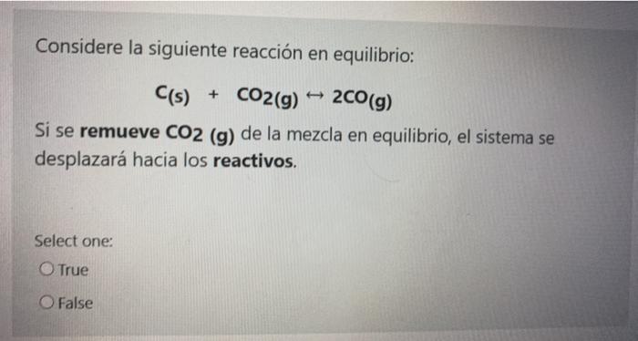 Solved Considere La Siguiente Reacción En Equilibrio: C(s) + | Chegg.com