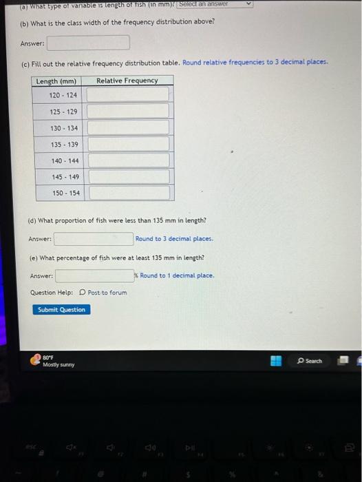 Solved Data was collected for a random sample of fish from | Chegg.com
