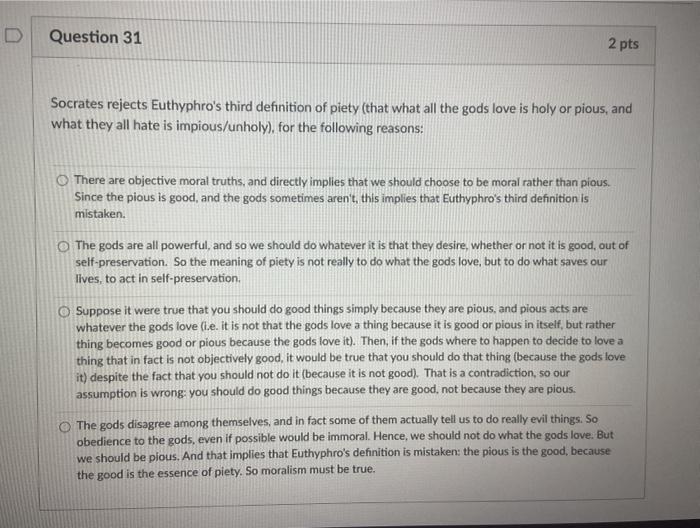 Question 32 2 Pts Voltaire S Original Argument Is Chegg Com