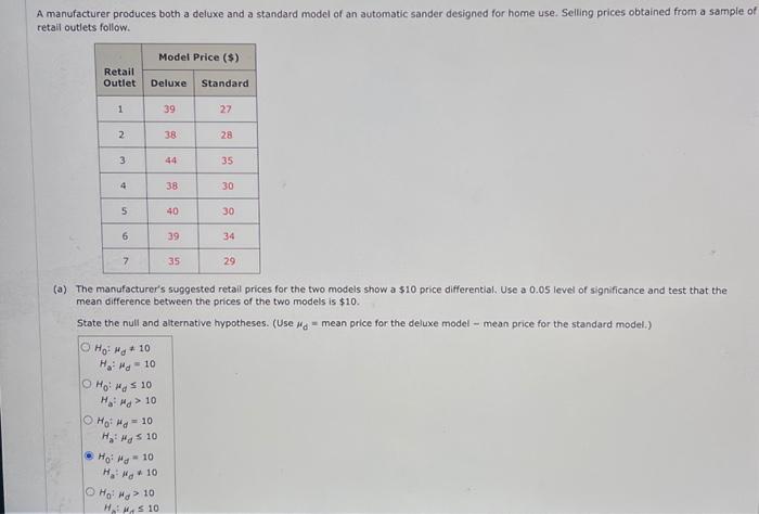 Solved A Manufacturer Produces Both A Deluxe And A Standard | Chegg.com