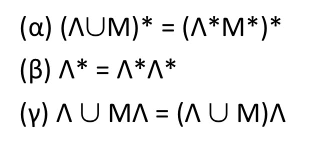(a) (AUM)* = (4 *M*)* (B) 1* = A*** v(w n V) = VW n v(a)