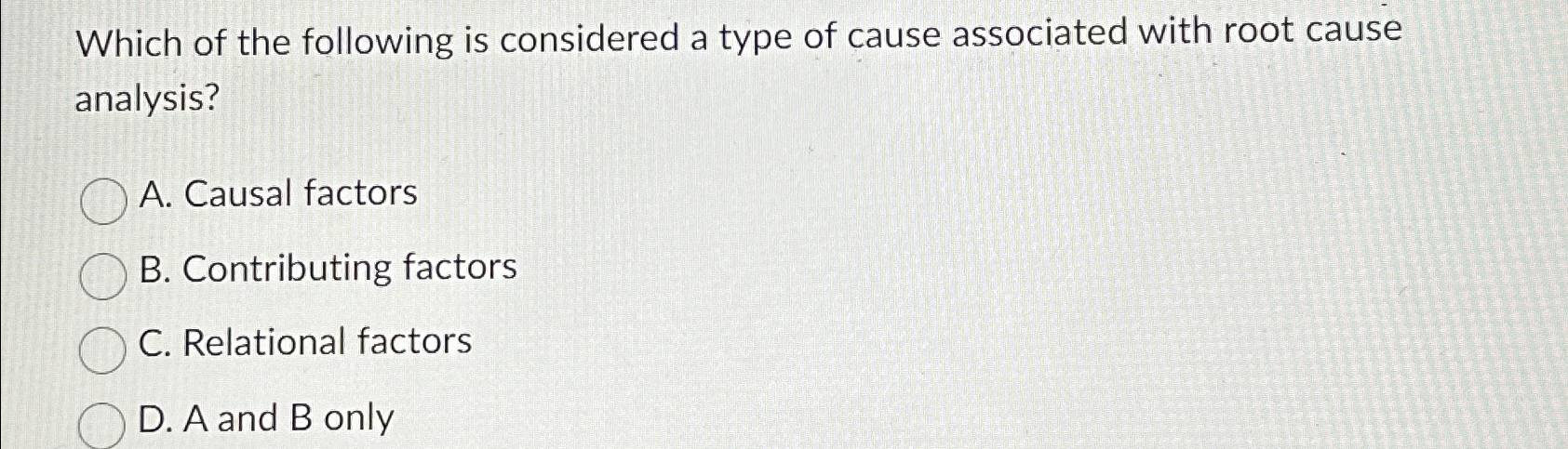 Solved Which of the following is considered a type of cause | Chegg.com