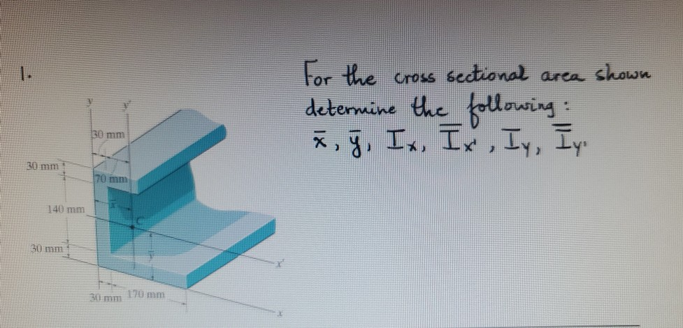 Solved For The Cross Sectional Area Shown Determine The | Chegg.com