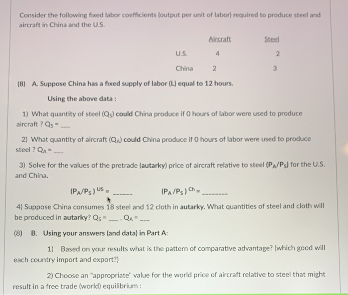 Solved Consider The Following Fixed Labor Coefficients O Chegg Com