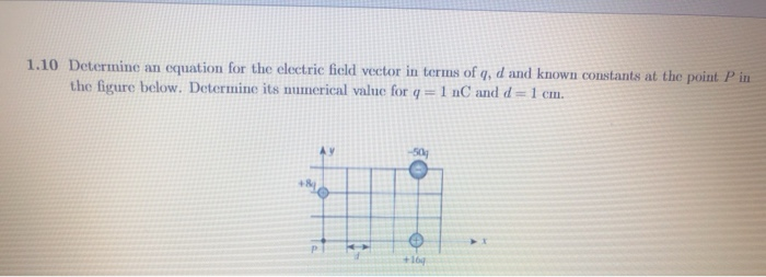 Solved 1.9 Determine an equation for the electric field | Chegg.com