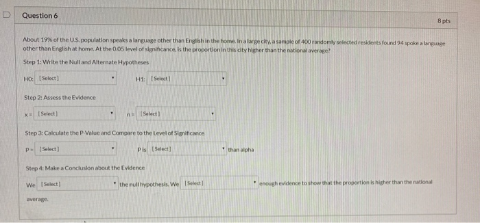Solved Question 6 8 pts About 19% of the US.population | Chegg.com