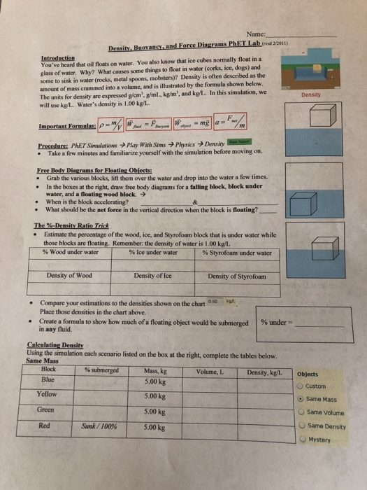 density phet assignment answer key