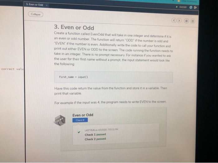 Solved • DOSYO 3. Even or Odd Collapse 3. Even or Odd Create | Chegg.com