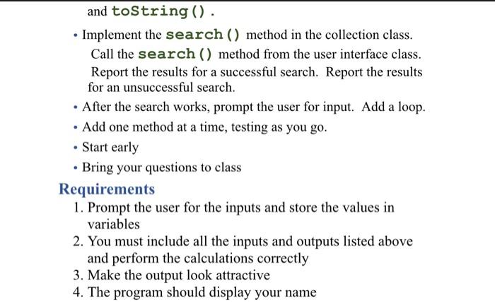 Solved Problem Description: Create a collection of objects. | Chegg.com