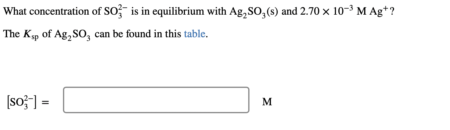 What concentration of SO32- ﻿is in equilibrium with | Chegg.com