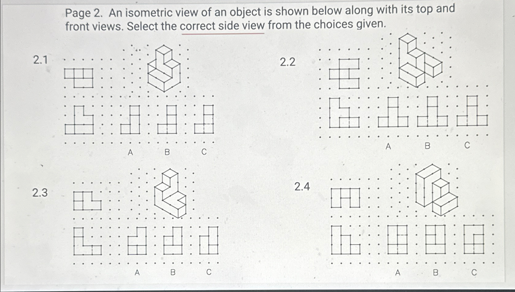 Solved Page 2. ﻿An isometric view of an object is shown | Chegg.com