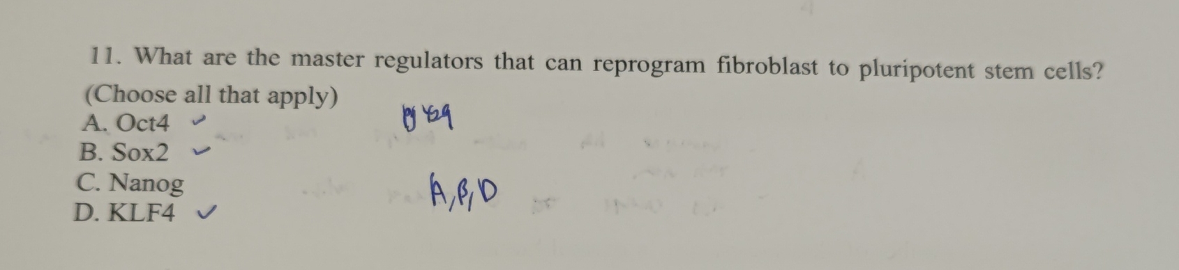 Solved What are the master regulators that can reprogram | Chegg.com