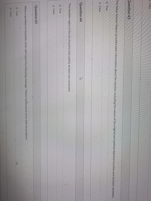Solved False Question 43 The Solver Answer Report provides | Chegg.com