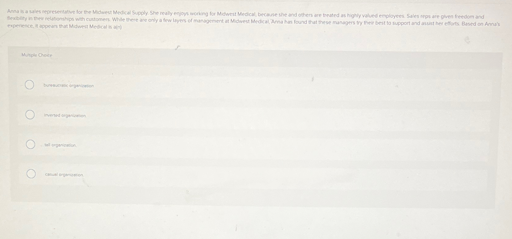 Solved Anna is a sales representative for the Midwest