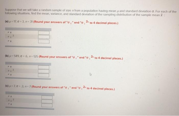 Solved Suppose that we will take a random sample of size n | Chegg.com