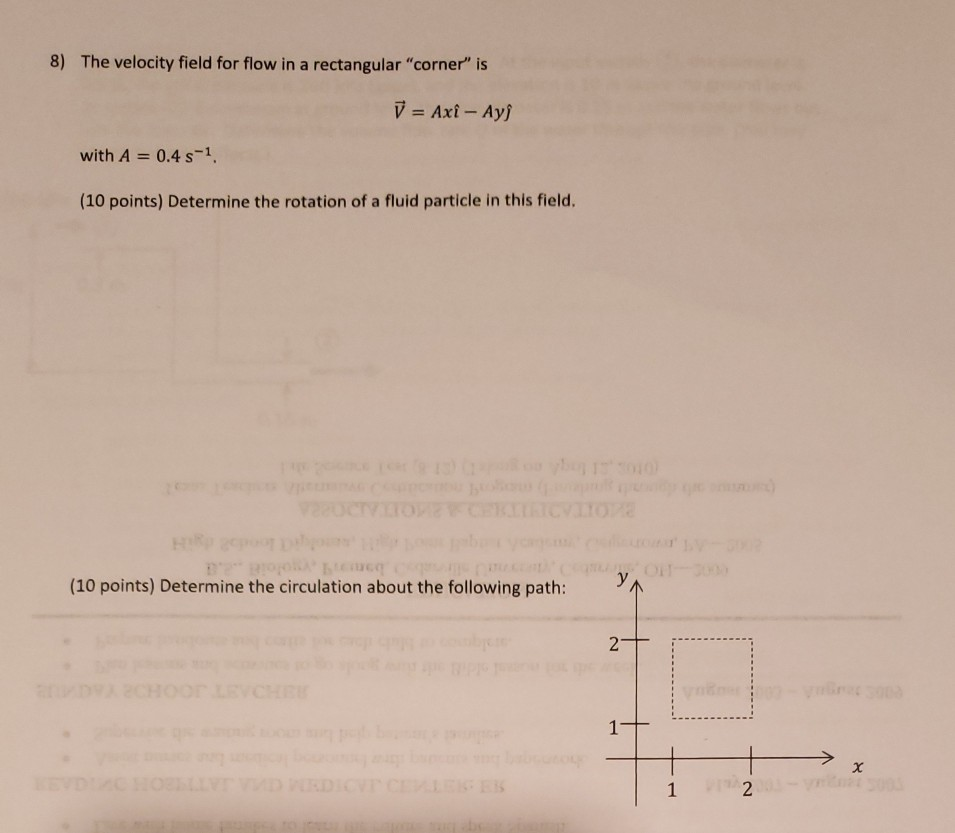 Solved 8) The velocity field for flow in a rectangular | Chegg.com