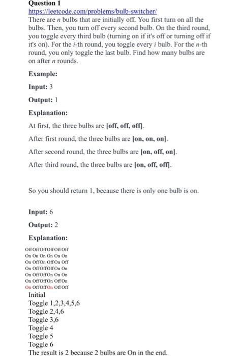 Bulb Switcher - LeetCode
