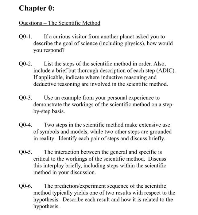 Solved Chapter 0: Questions - The Scientific Method Q0-1. If | Chegg.com