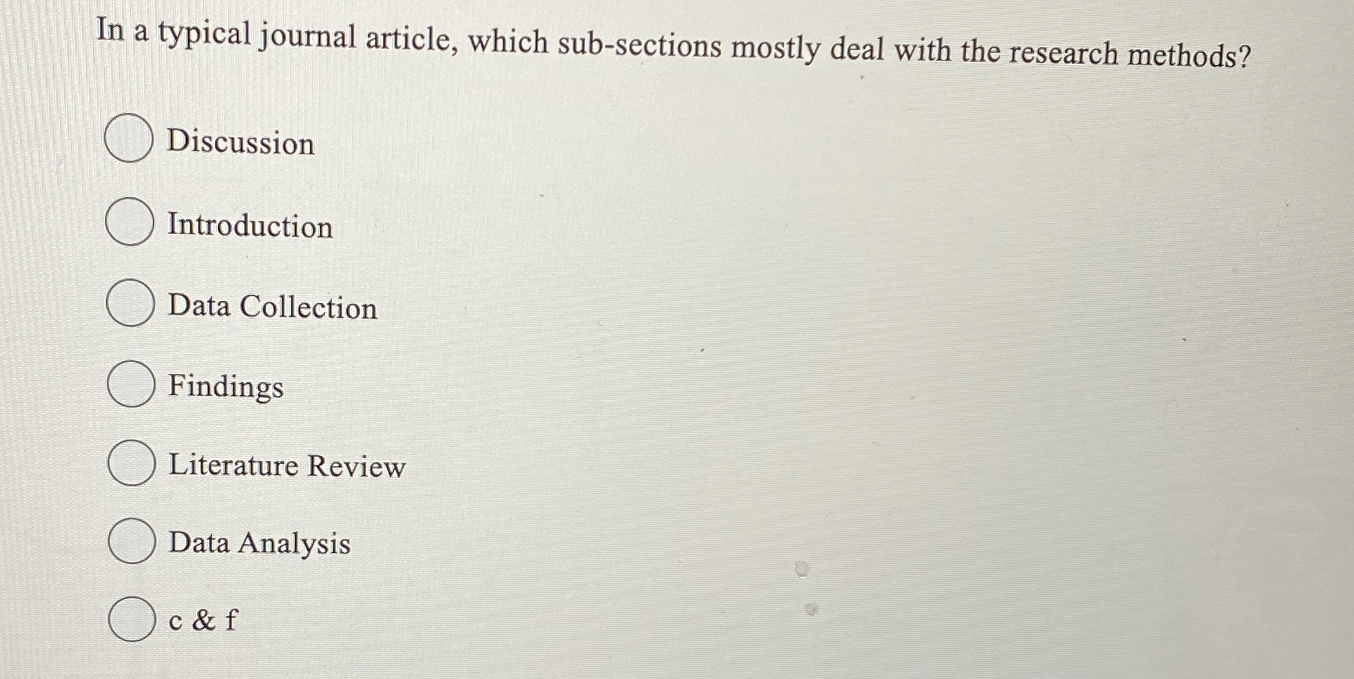 Solved In a typical journal article, which sub-sections | Chegg.com