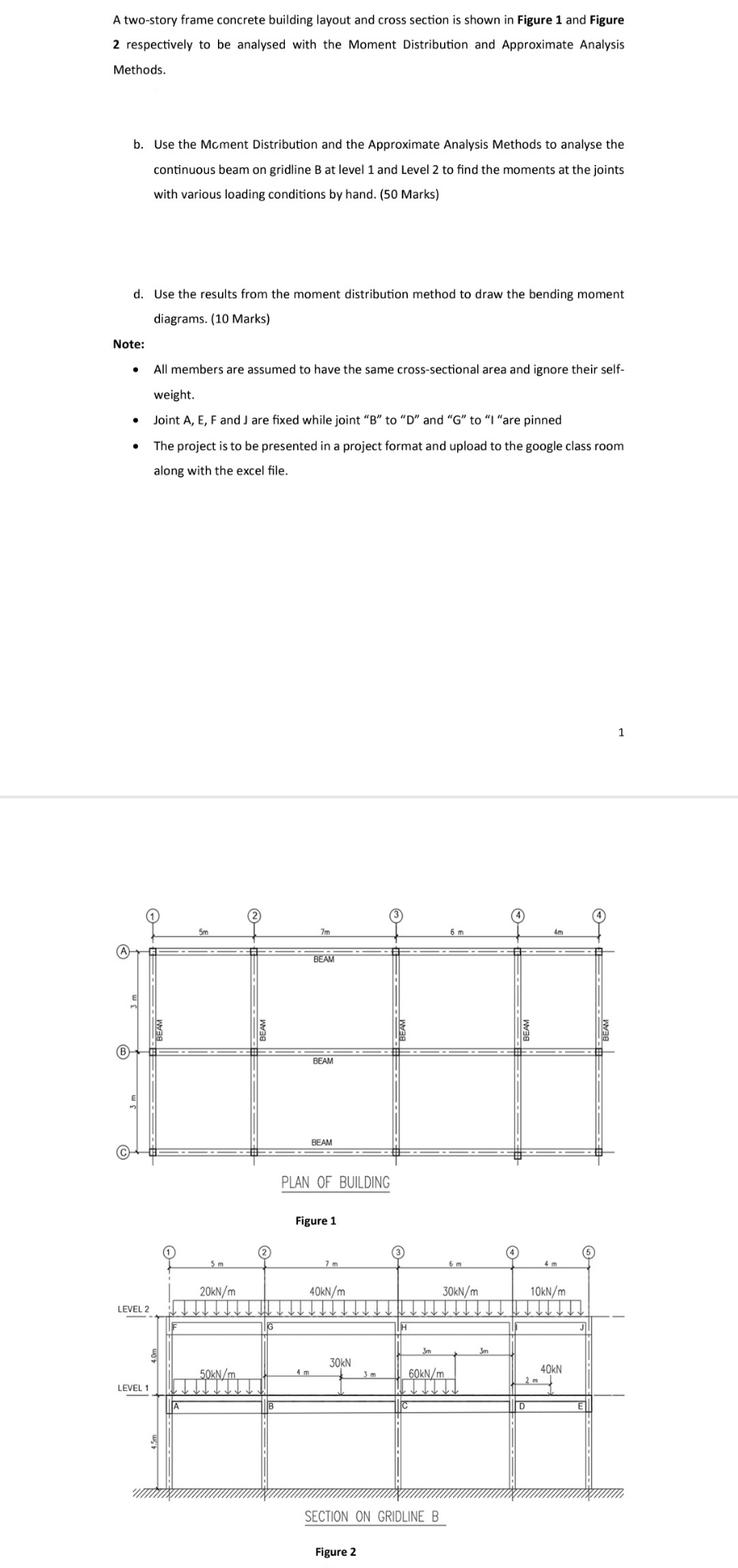 A two-story frame concrete building layout and cross | Chegg.com