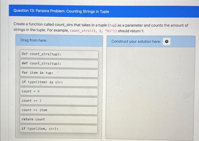 Solved Create a function called count_strs that takes in a | Chegg.com