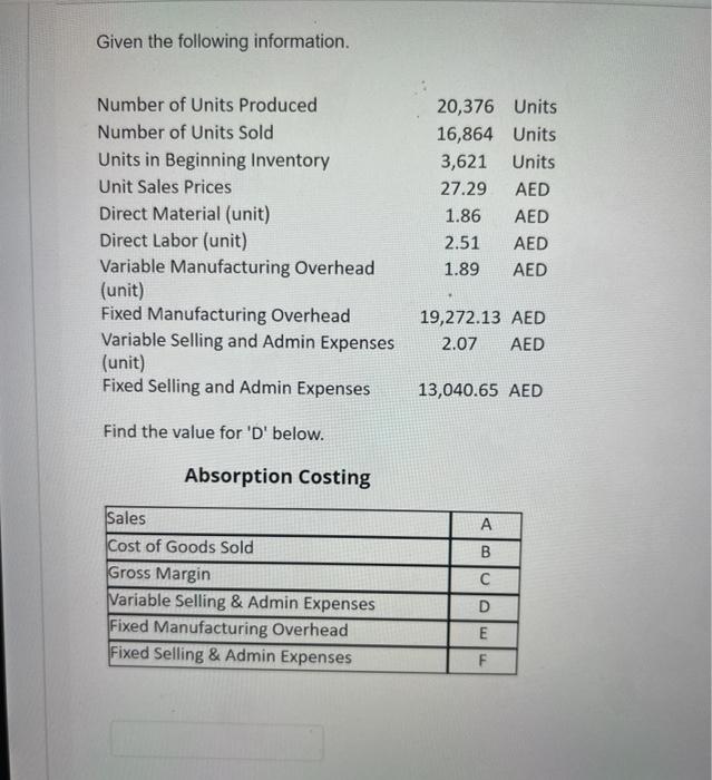 Solved Given the following information. Number of Units | Chegg.com