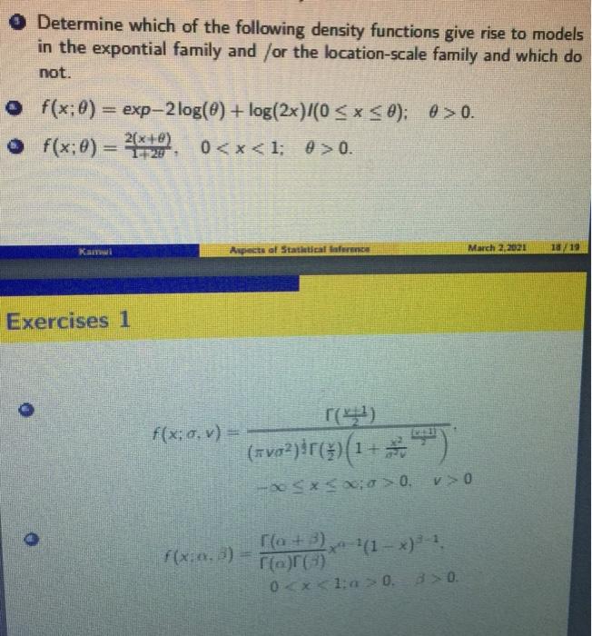 Solved Determine which of the following density functions | Chegg.com