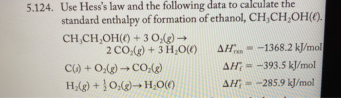 Solved 5 124 Use Hess s Law And The Following Data To Chegg