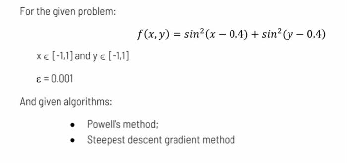 Solved Pleas write Matlab or C++ code to find the minimum | Chegg.com