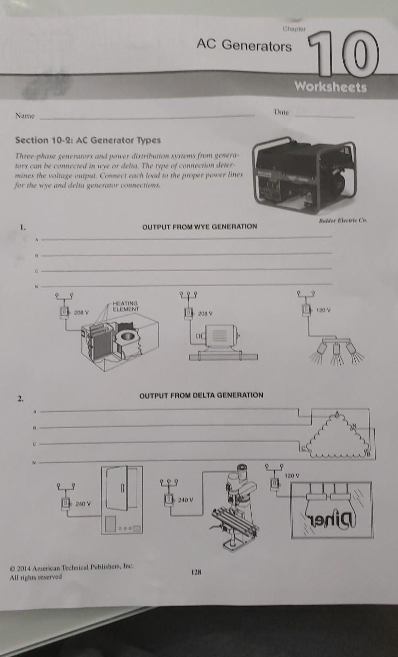 Solved Chapter AC Generators 10 Worksheets Date Name Section | Chegg.com