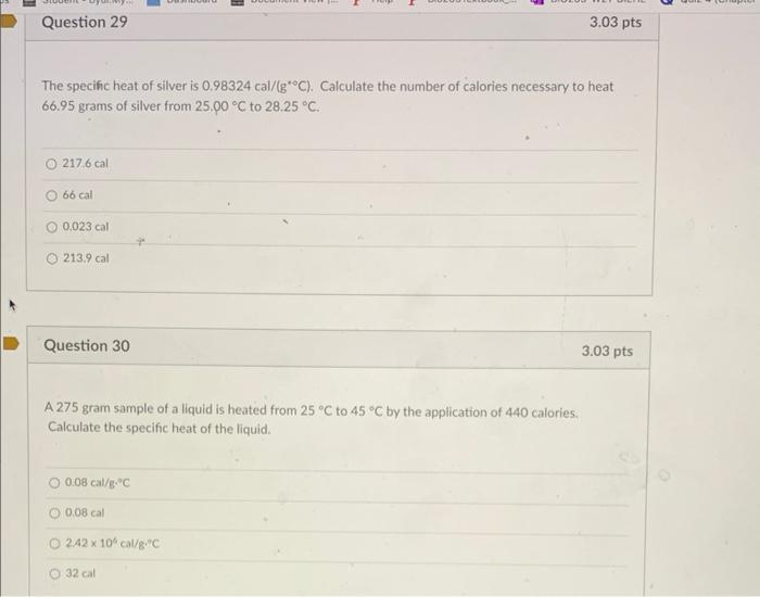 solved-question-29-3-03-pts-the-specific-heat-of-silver-is-chegg