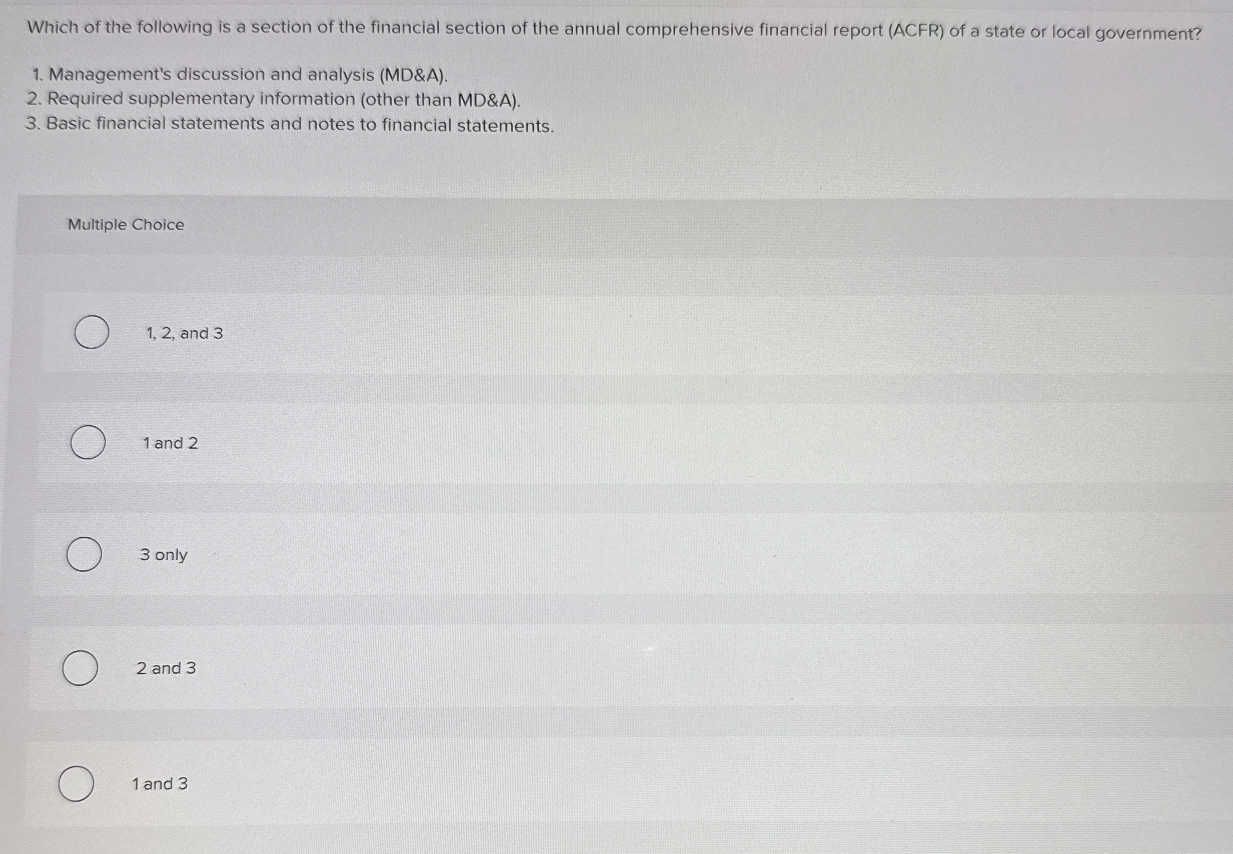 Solved Which of the following is a section of the financial | Chegg.com